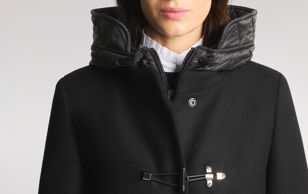 FAY Cappotto Donna TOGGLE COAT Panno Lana Cashmere-Nero