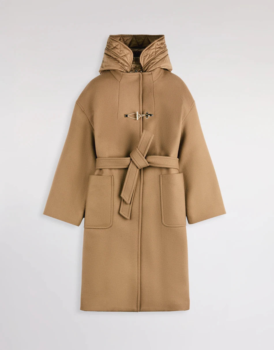 FAY Cappotto DOnna TOGGLE COAT Midi Panno Lana Cashmere-Corda