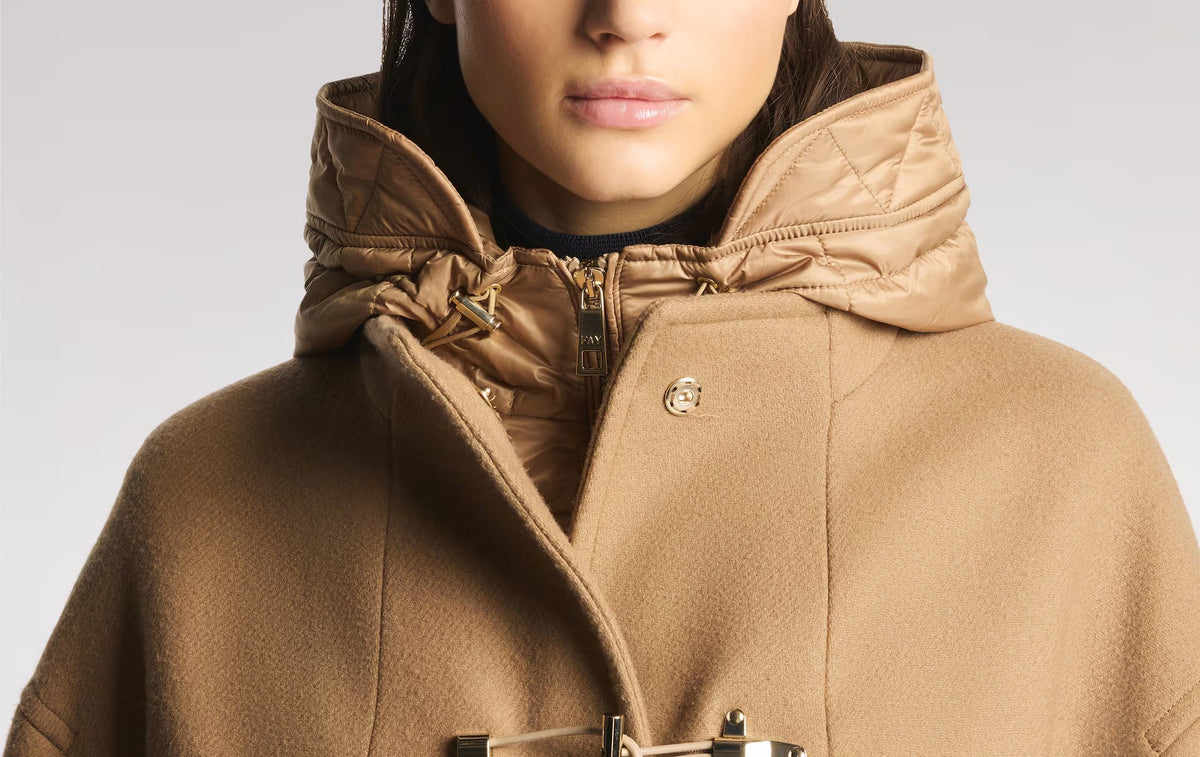 FAY Cappotto DOnna TOGGLE COAT Midi Panno Lana Cashmere-Corda