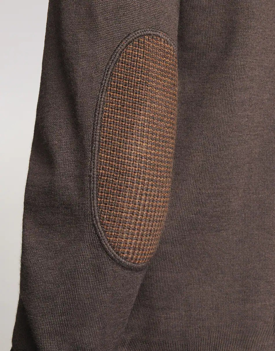 FAY Maglia Girocollo Uomo Lana Toppe-Cioccolato