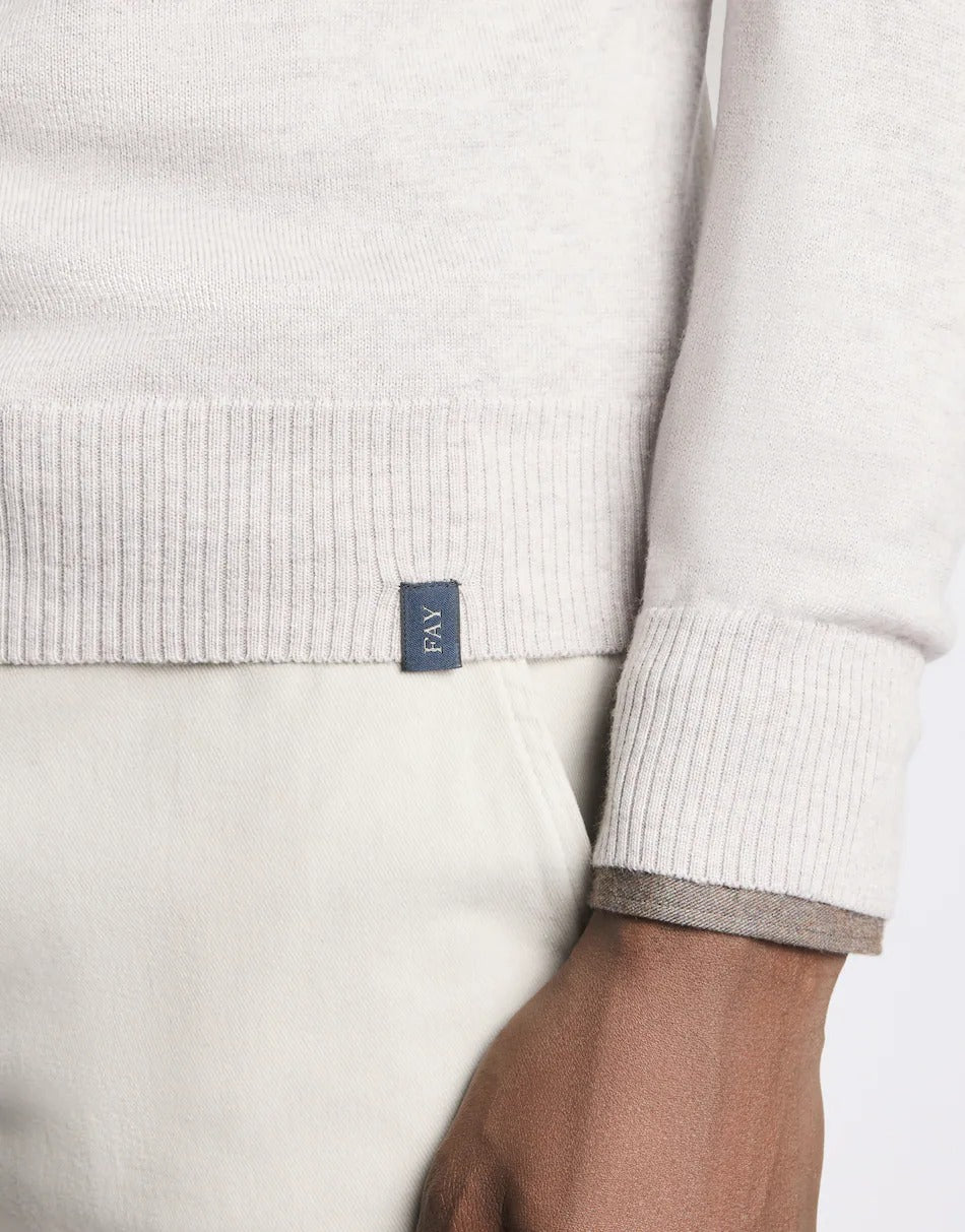 FAY Maglia Girocollo Uomo Lana Merino-Grigio