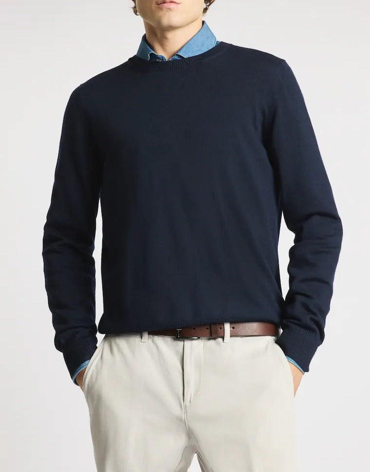 FAY Maglia Girocollo Uomo Lana Merino-Navy