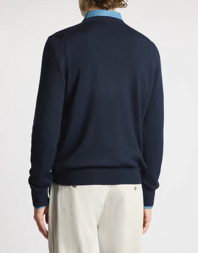 FAY Maglia Girocollo Uomo Lana Merino-Navy