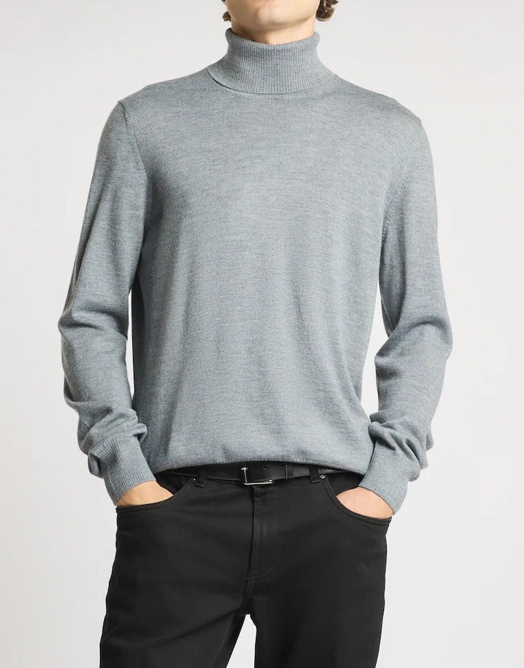 FAY Maglia Dolcevita Uomo Lana Merino-Grigio