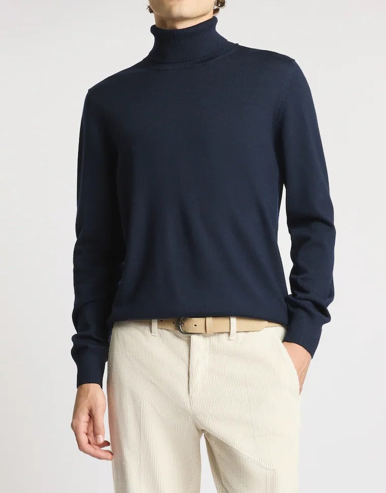 FAY Maglia Dolcevita Uomo Lana Merino-Navy