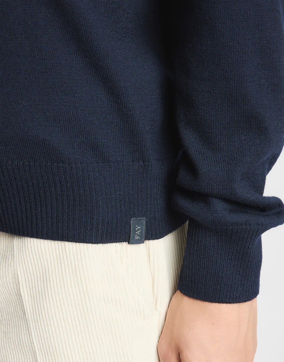 FAY Maglia Dolcevita Uomo Lana Merino-Navy