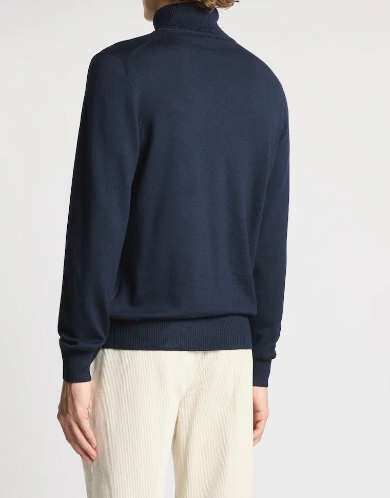 FAY Maglia Dolcevita Uomo Lana Merino-Navy