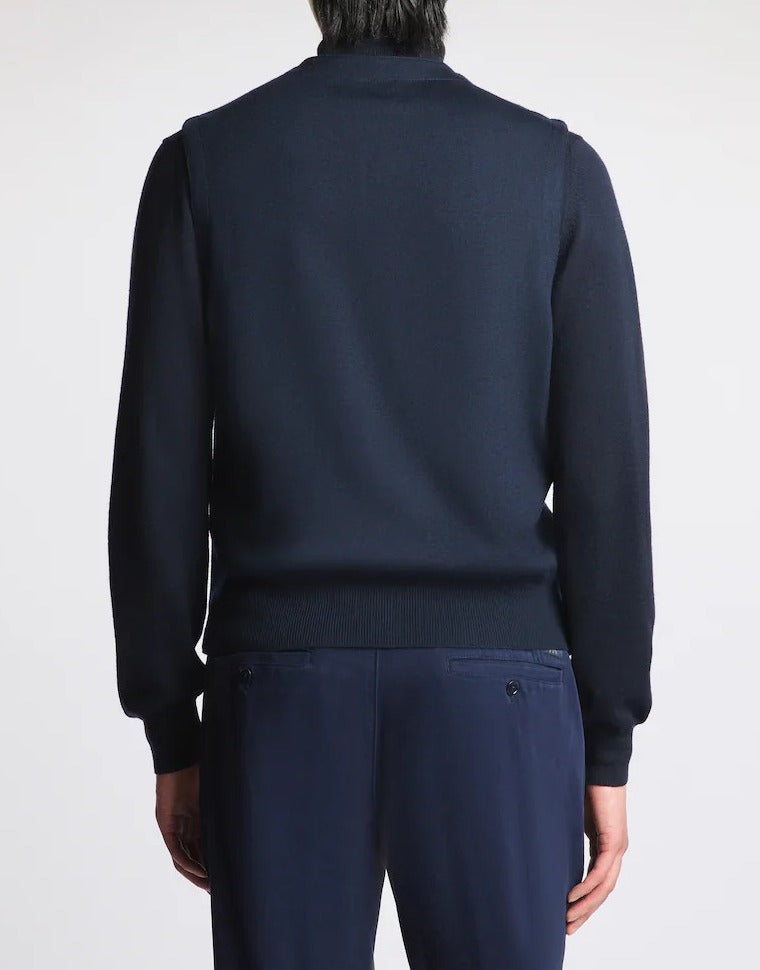 FAY Gilet Uomo Lana Merino-Navy