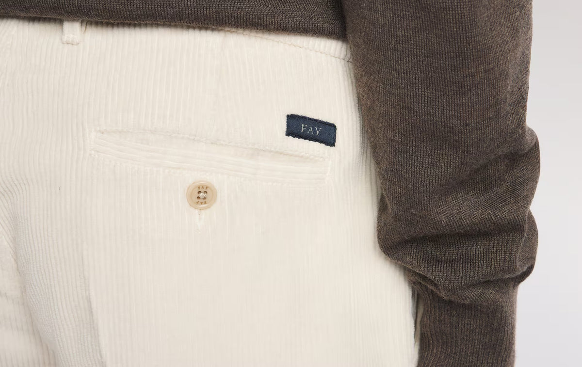 FAY Pantalone Uomo CAPRI CLASS Velluto Coste-Avorio
