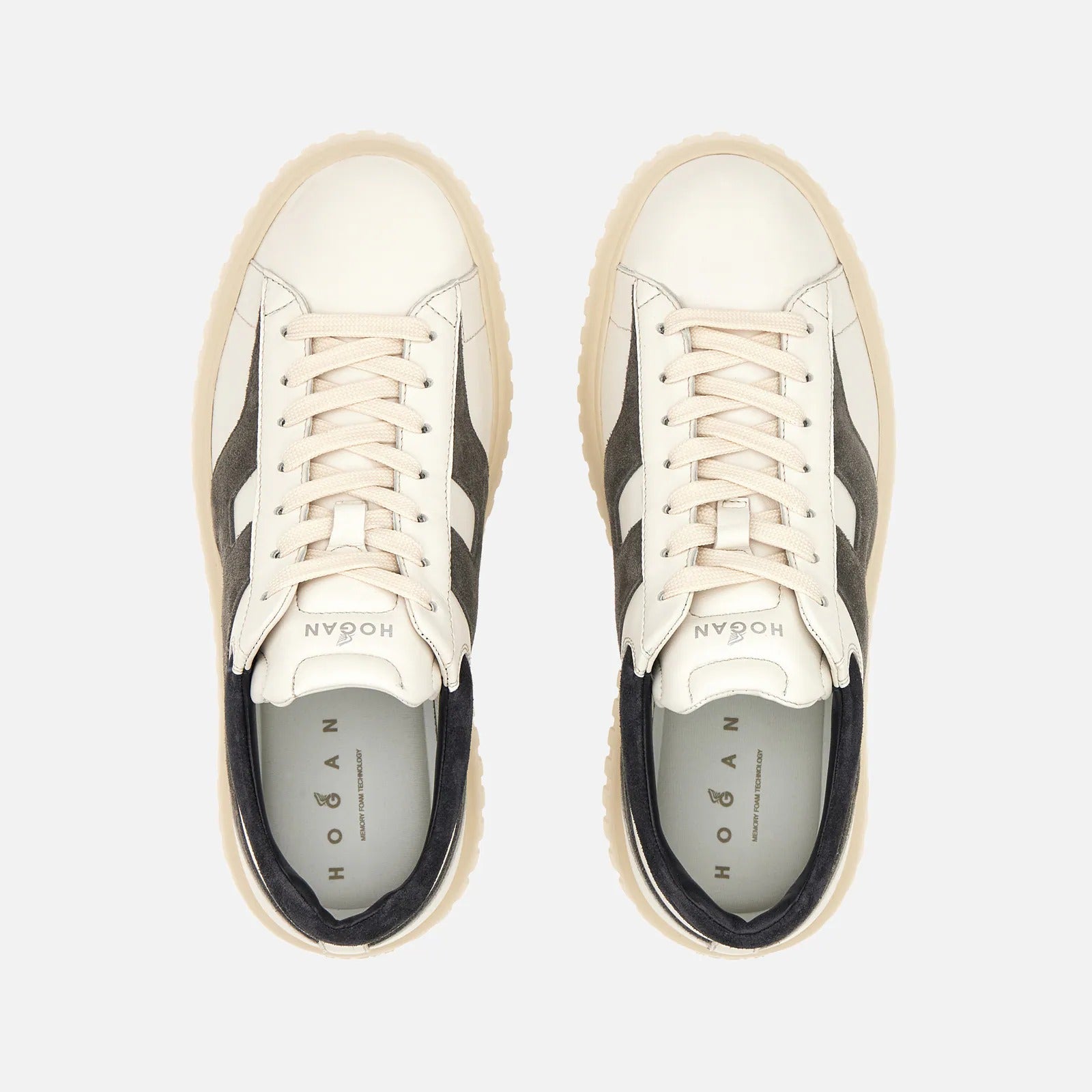 HOGAN Sneaker Uomo H-Stripes-Avorio/Grigio/Blu