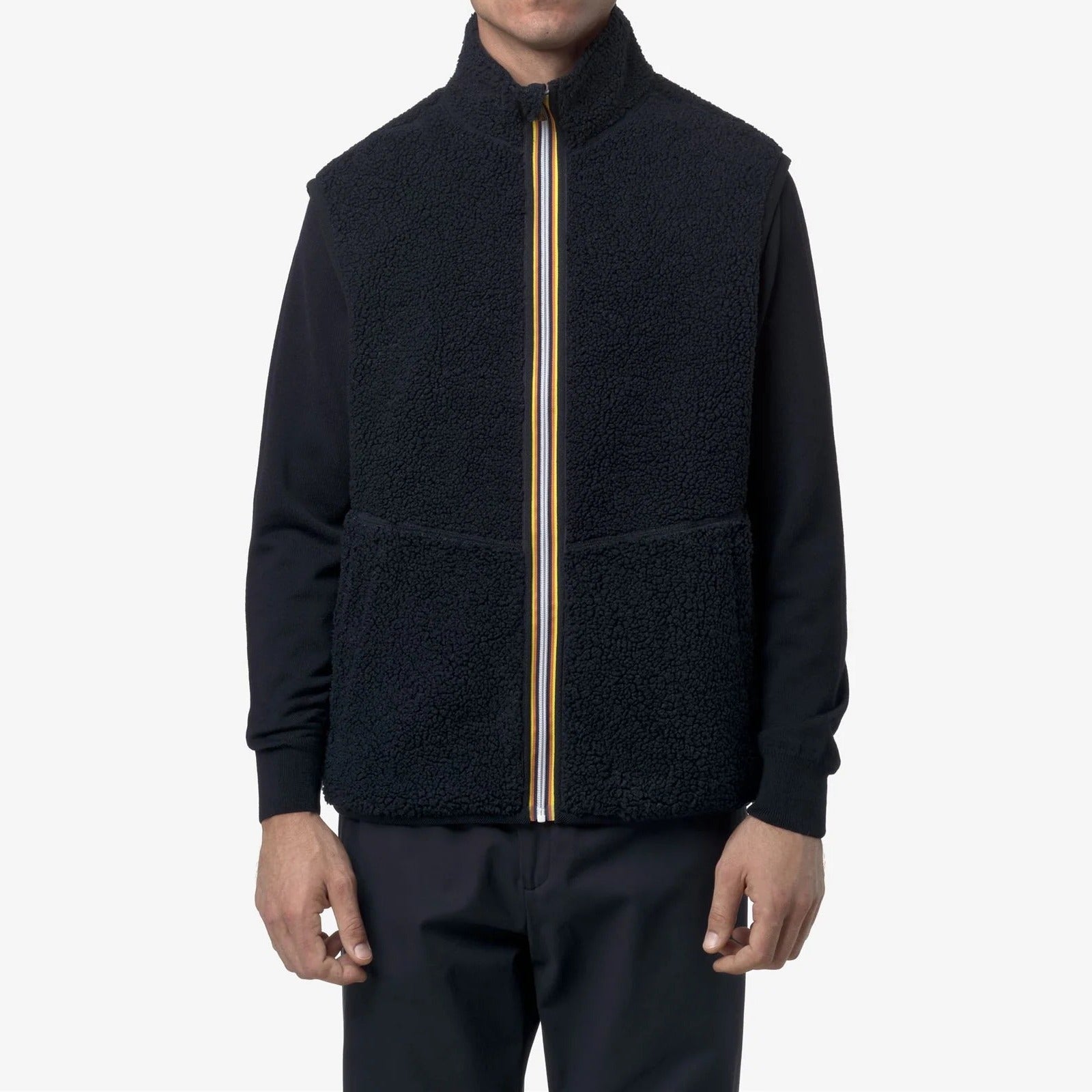 K-WAY Smanicato Uomo YANNICK SHERPA POLAR DOUBLE-Blue Depth