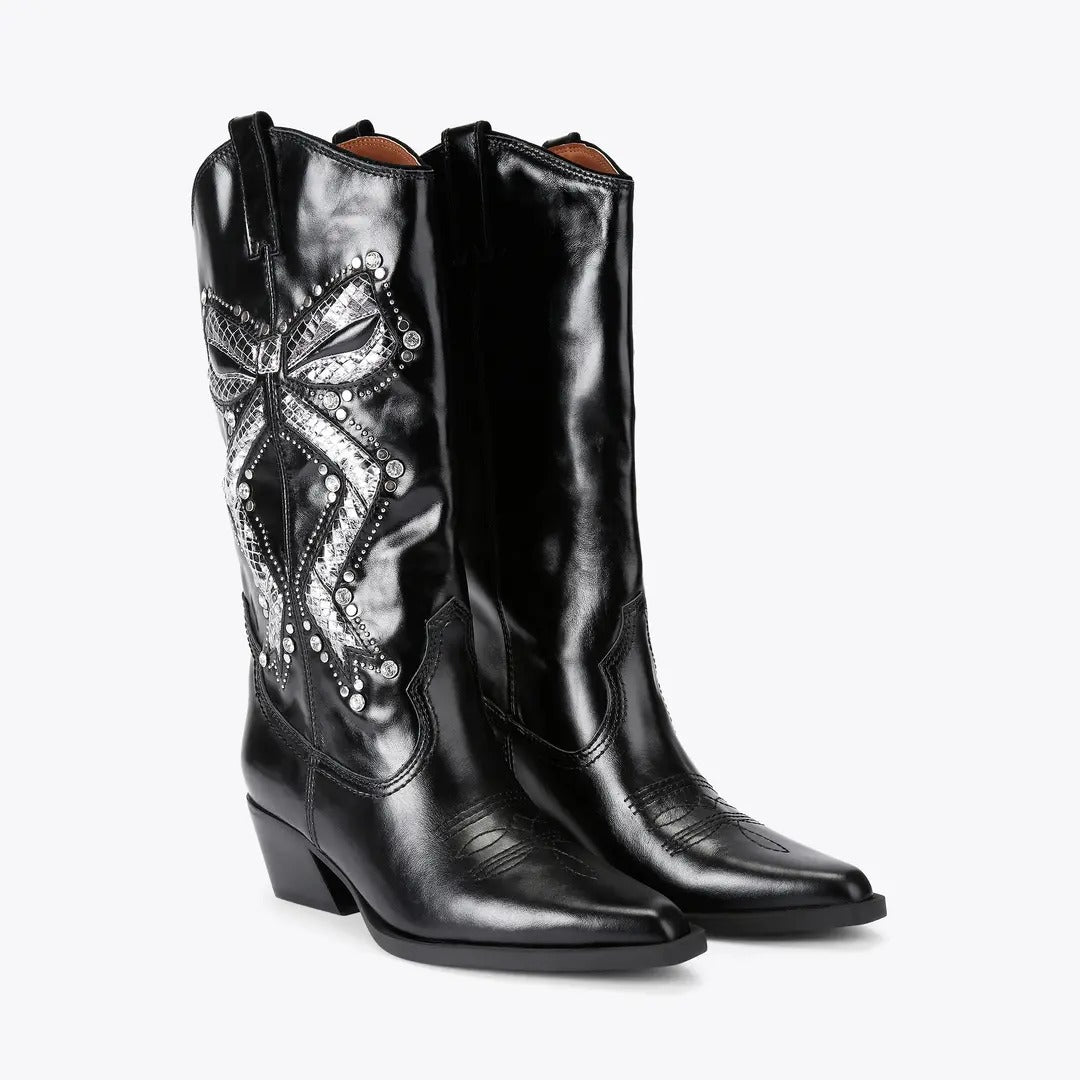 KURT GEIGER Stivale Texano Donna RODEO BOW COWBOY-Black
