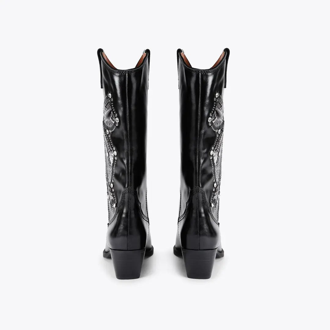 KURT GEIGER Stivale Texano Donna RODEO BOW COWBOY-Black