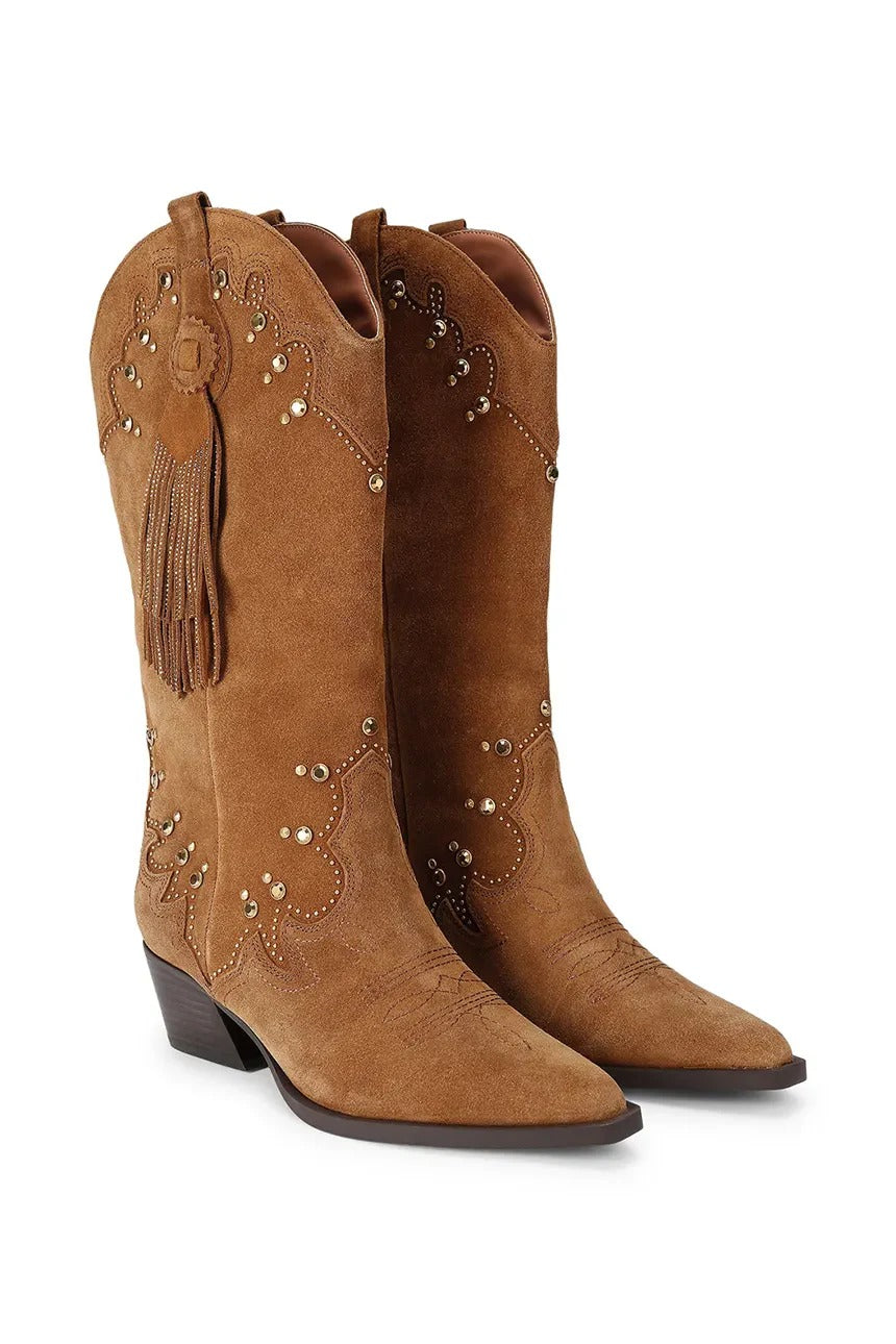 KURT GEIGER Stivale Texano Donna OXFORD WESTERN TASSEL-Brown
