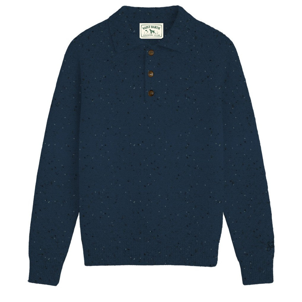 MC2 SAINT BARTH Polo Uomo ALFIE RAGLAN DONEGAL-Night Blue