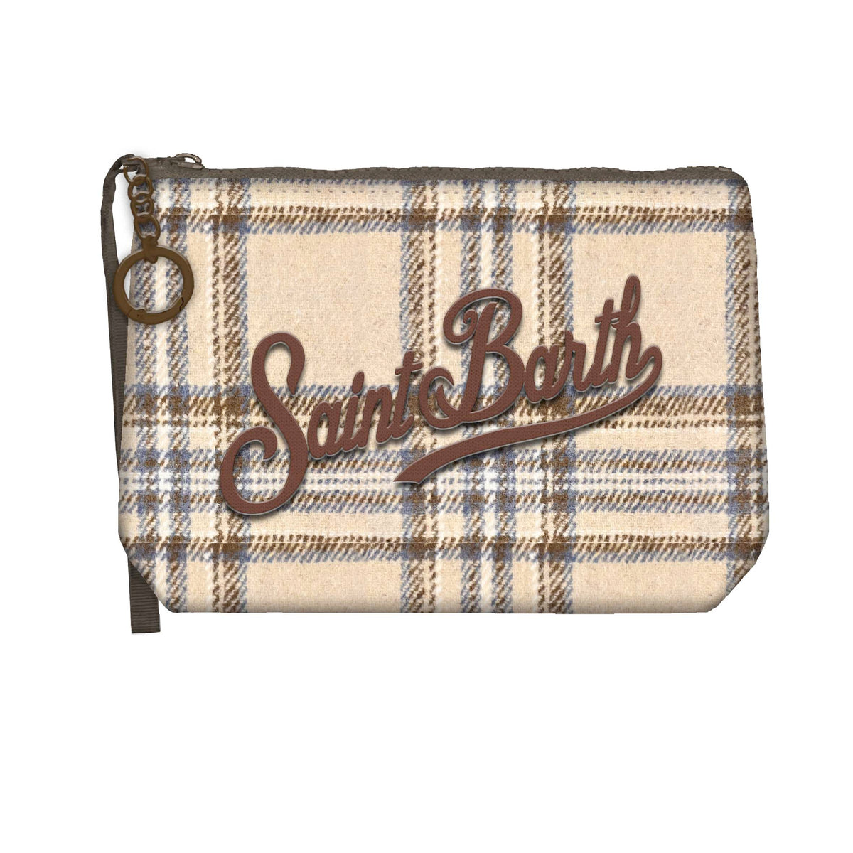 MC2 SAINT BARTH Pochette ALINE MINI WOOL-Tartan Beige/Marrone
