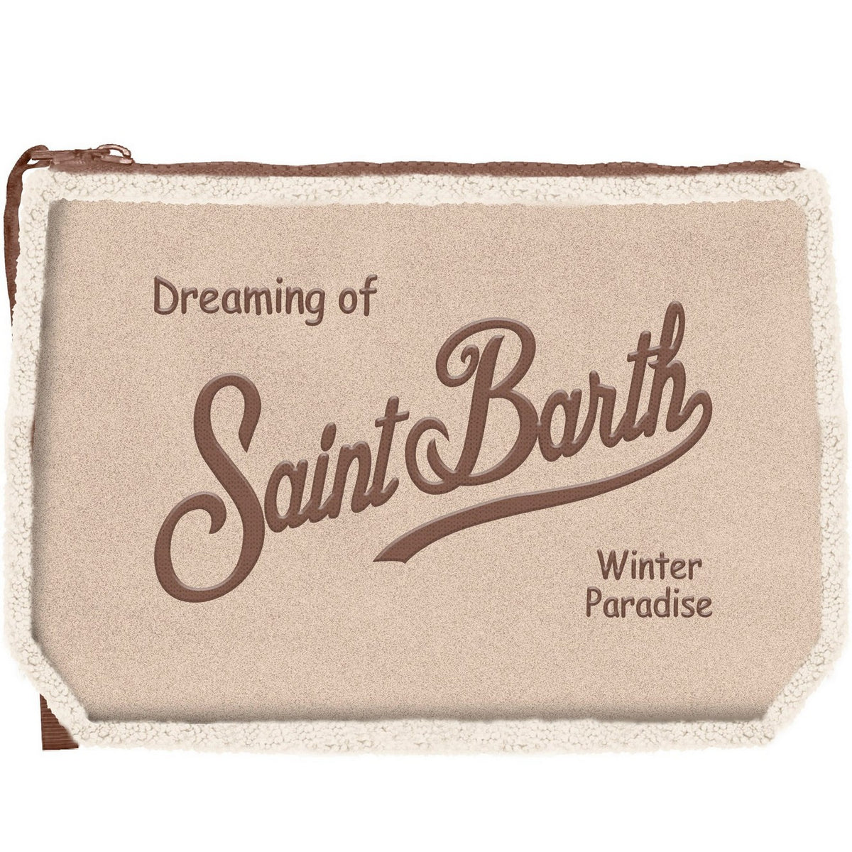 MC2 SAINT BARTH Pochette ALINE SHEARLING-Beige/Marrone