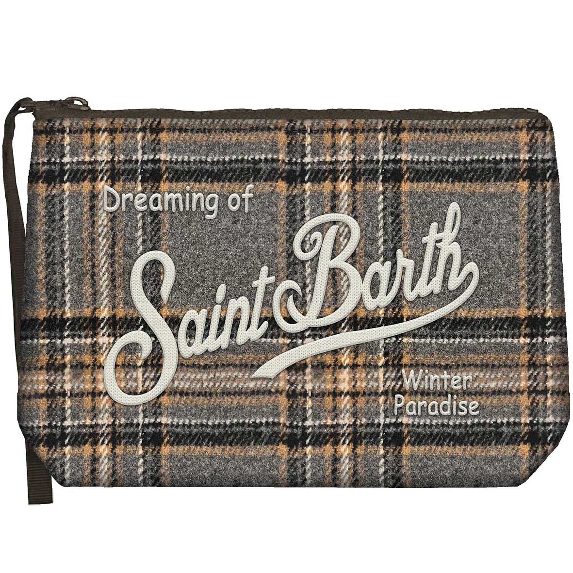 MC2 SAINT BARTH Pochette ALINE WOOL-Tartan Grigio/Marrone