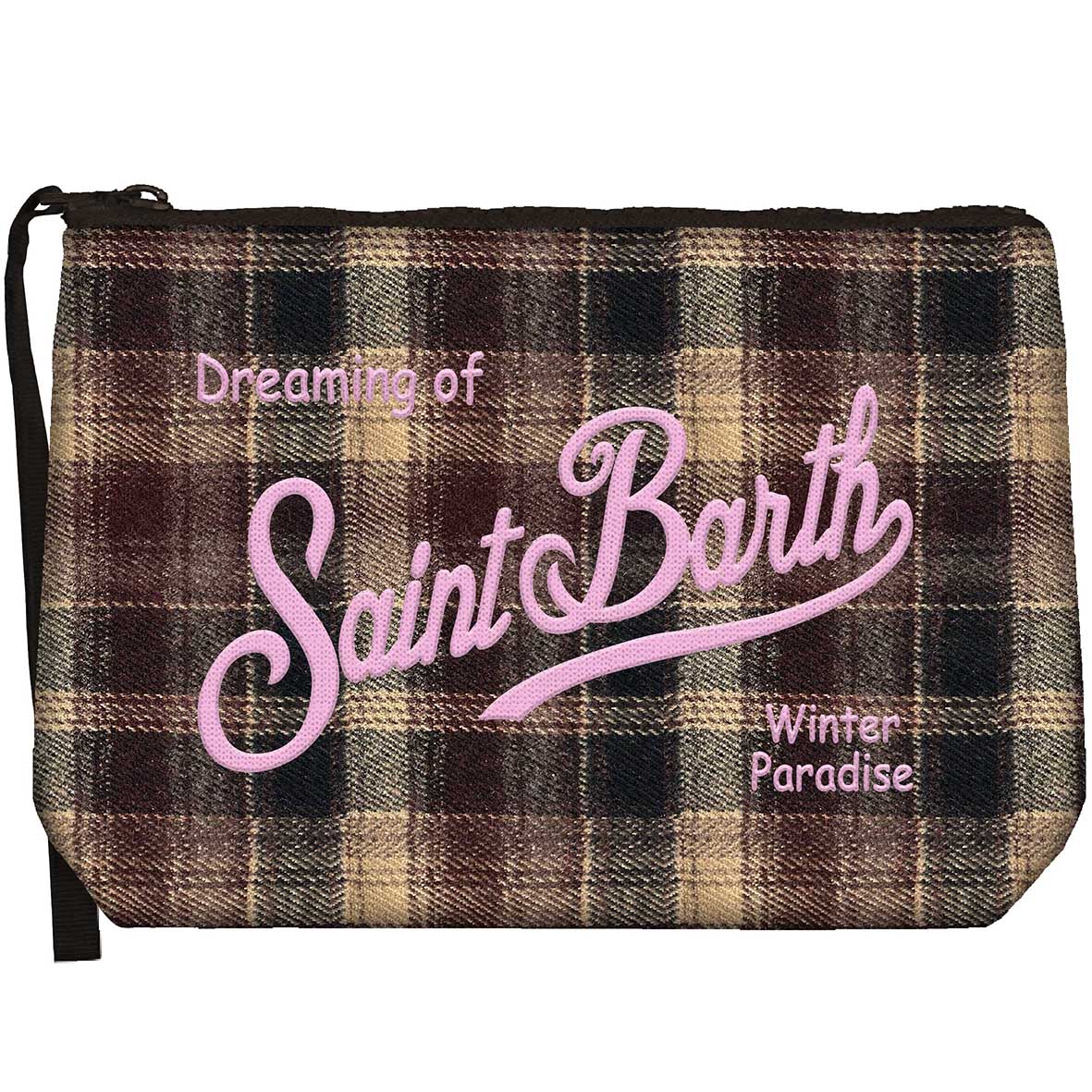 MC2 SAINT BARTH Pochette ALINE WOOL-Tartan Bordeaux/Beige