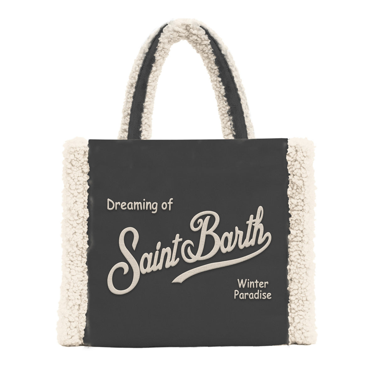 MC2 SAINT BARTH Borsa COLETTE SHEARLING-Nero/Panna
