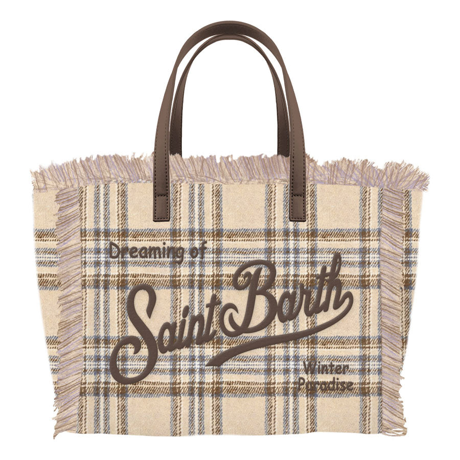 MC2 SAINT BARTH Borsa COLETTE WOOL N-Tartan Beige/Marrone