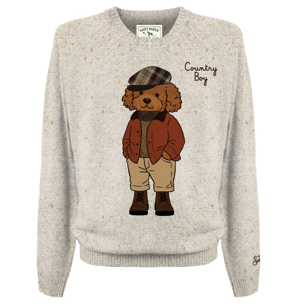 MC2 SAINT BARTH Maglione Bambino DOUGLAS DONEGAL-Poodle Panna
