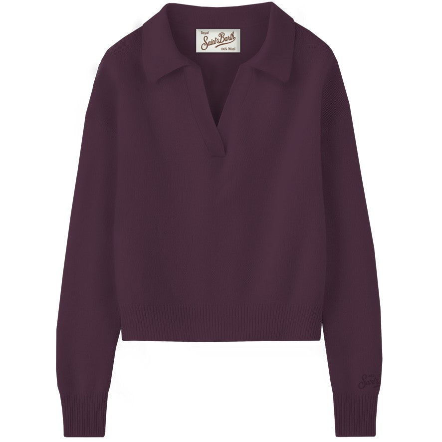 MC2 SAINT BARTH Polo Donna EZE WOOL-Melanzana