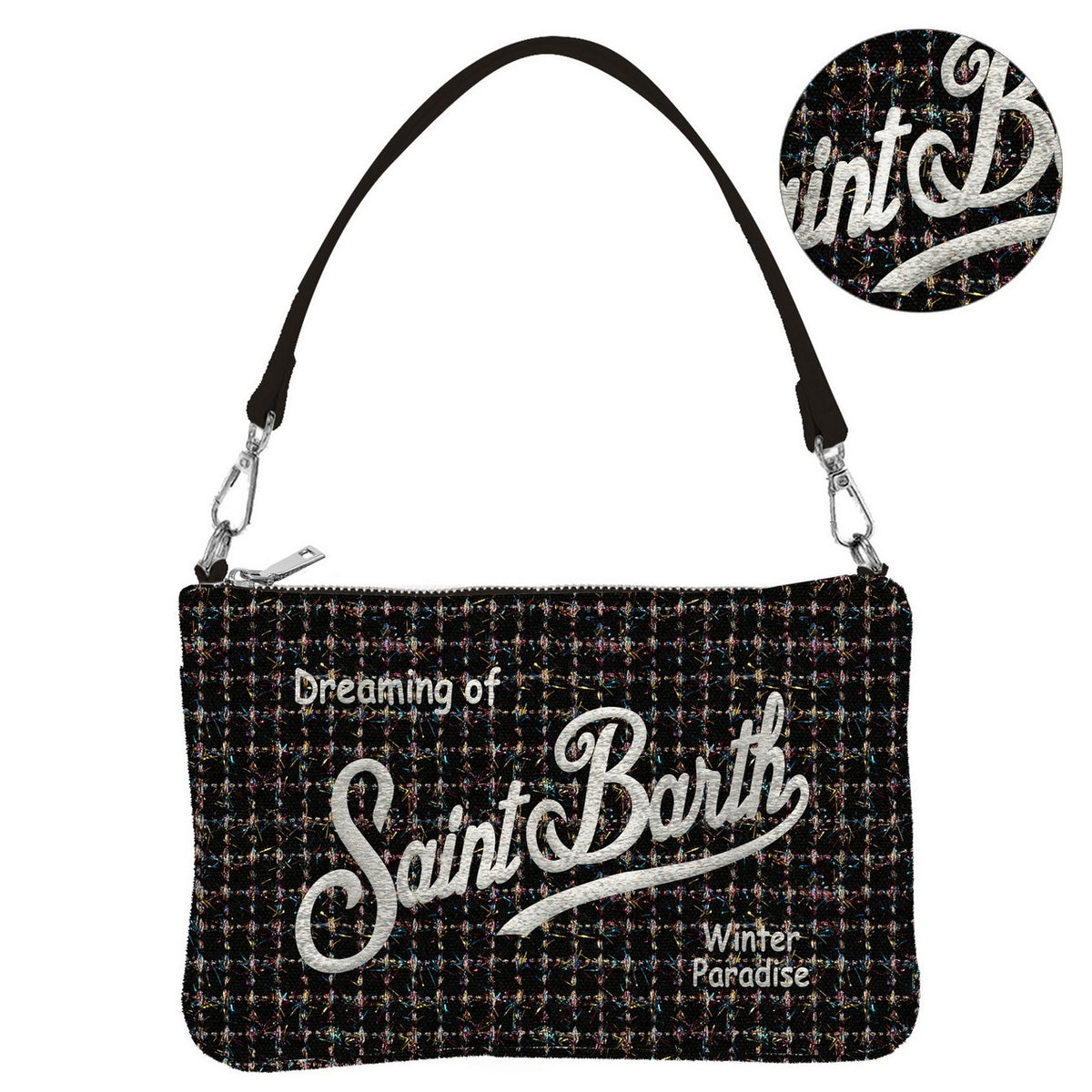 MC2 SAINT BARTH Pochette PARISIENNE MINI TWEED-Nero