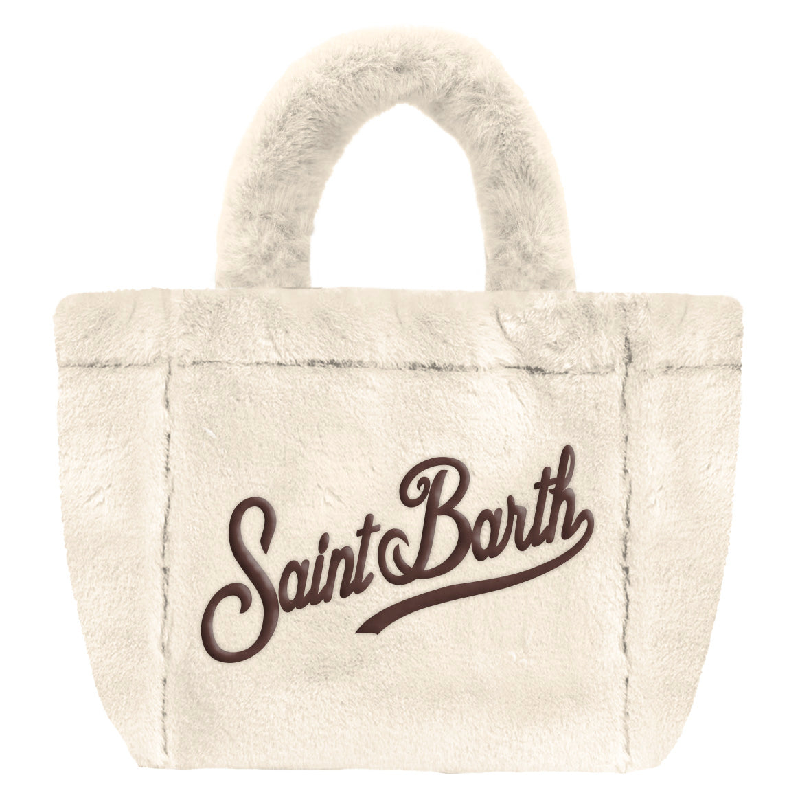 MC2 SAINT BARTH Borsa VANITY MINI SOFT FUR-Panna/Marrone