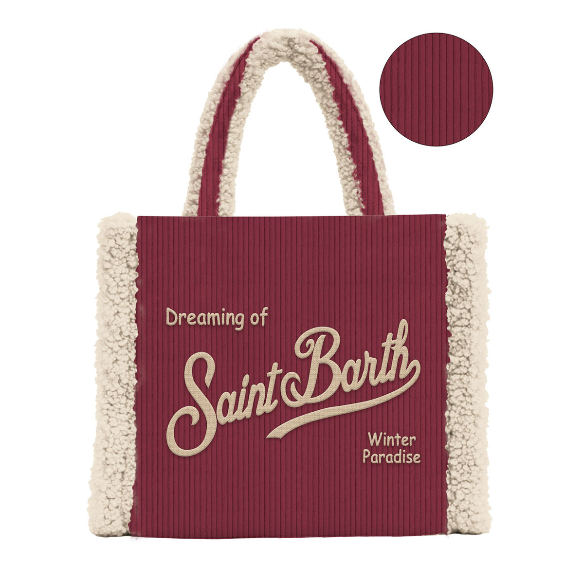 MC2 SAINT BARTH Borsa VANITY MINI SHEARLING-Corduroy Bordeaux