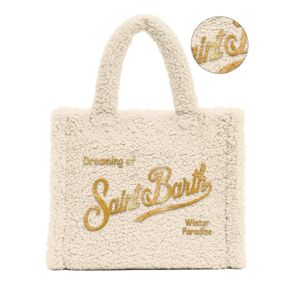 MC2 SAINT BARTH Borsa VANITY MINI TEDDY-Panna/Oro