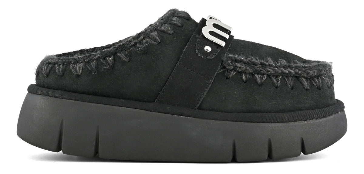 MOU Ciabatta Donna Bounce Clog Metal Logo-Black