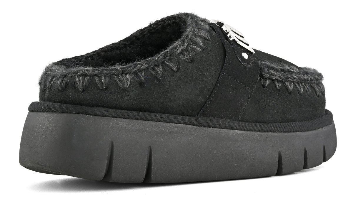 MOU Ciabatta Donna Bounce Clog Metal Logo-Black