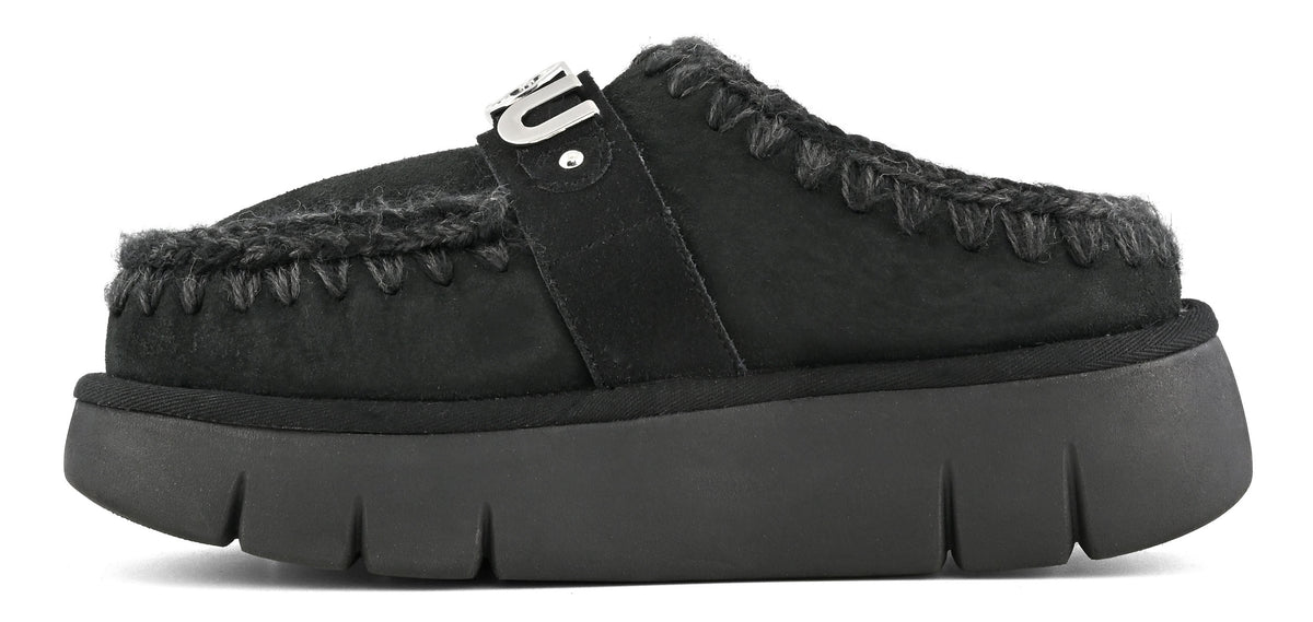 MOU Ciabatta Donna Bounce Clog Metal Logo-Black