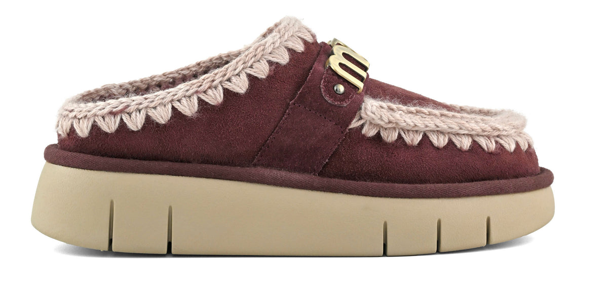 MOU Ciabatta Donna Bounce Clog Metal Logo-Cabernet