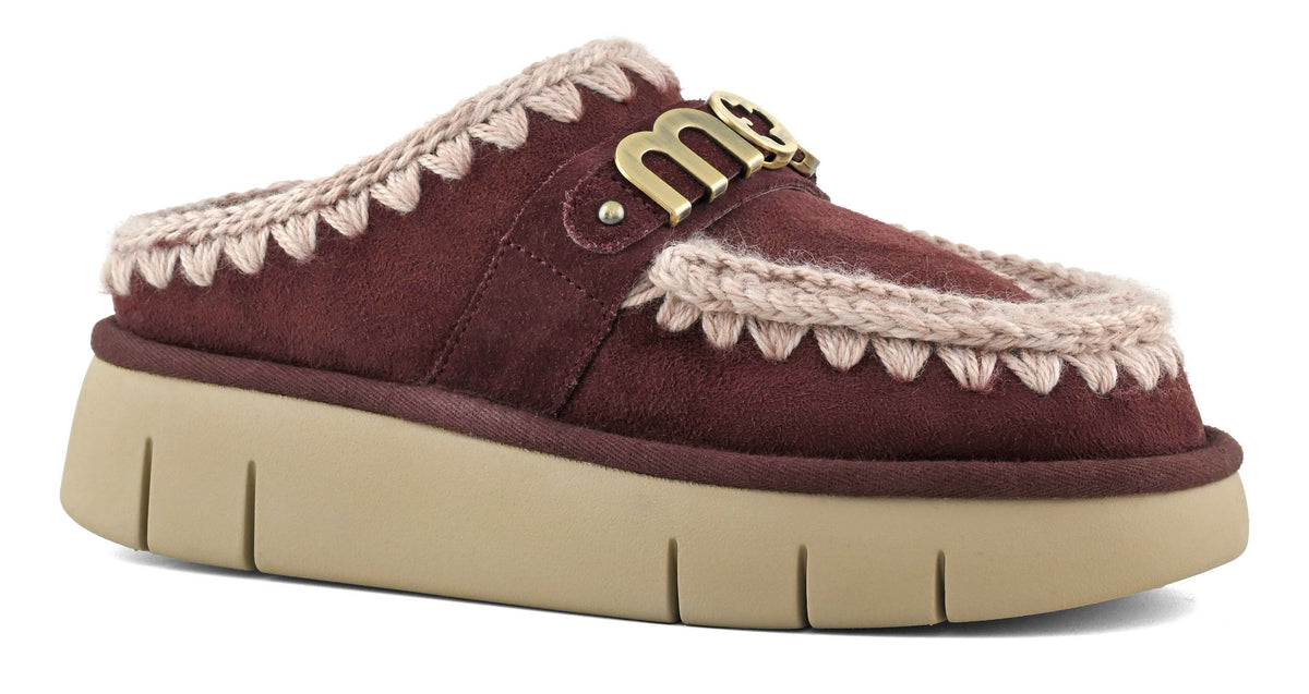 MOU Ciabatta Donna Bounce Clog Metal Logo-Cabernet
