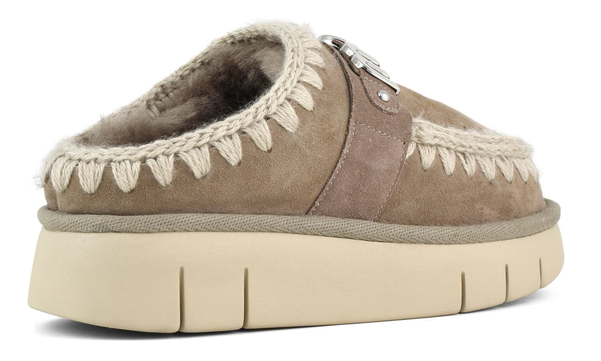 MOU Ciabatta Donna Bounce Clog Metal Logo-Elephant Grey
