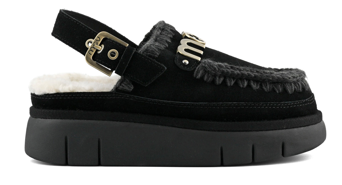 MOU Sabot Donna Bounce Clog Back Strap-Black