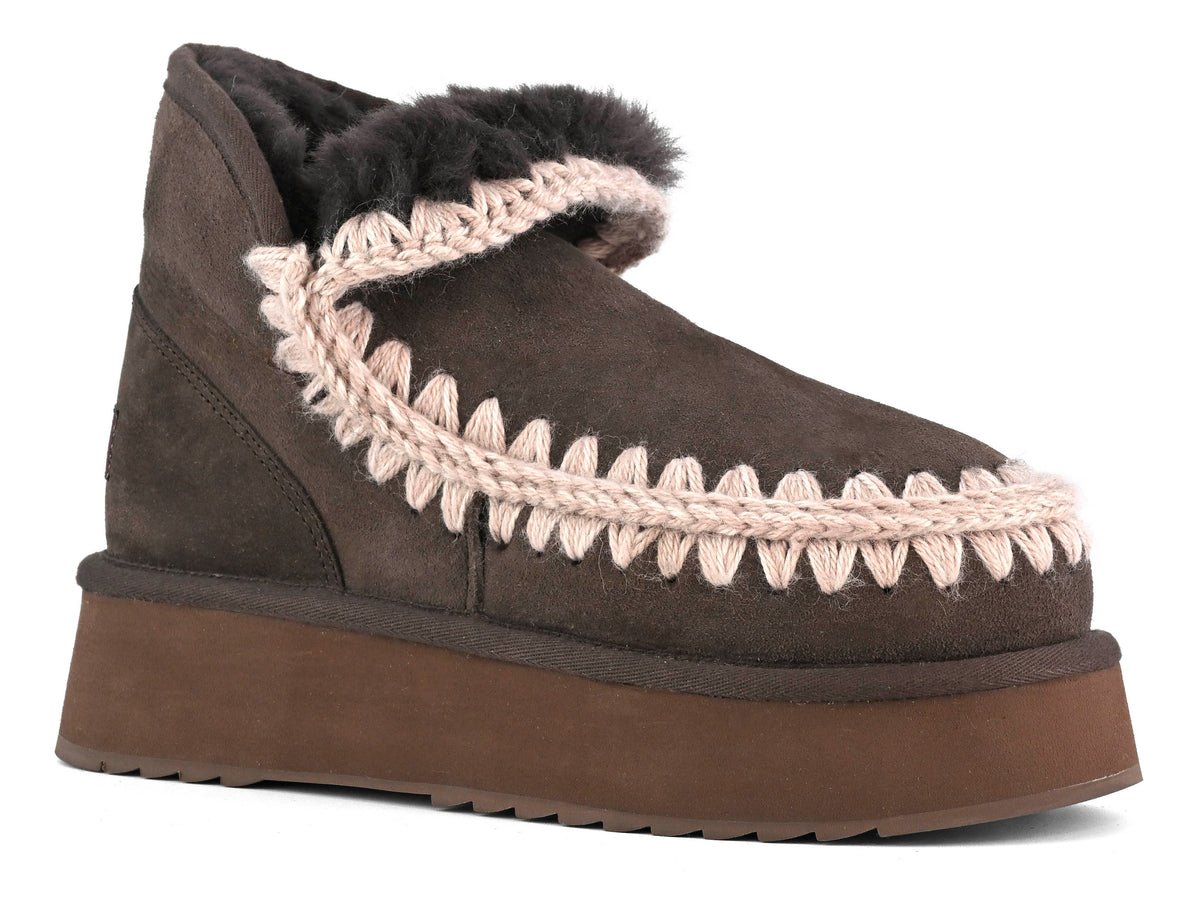 MOU Stivaletto Donna Mini Eskimo Platform Boot-Mocha