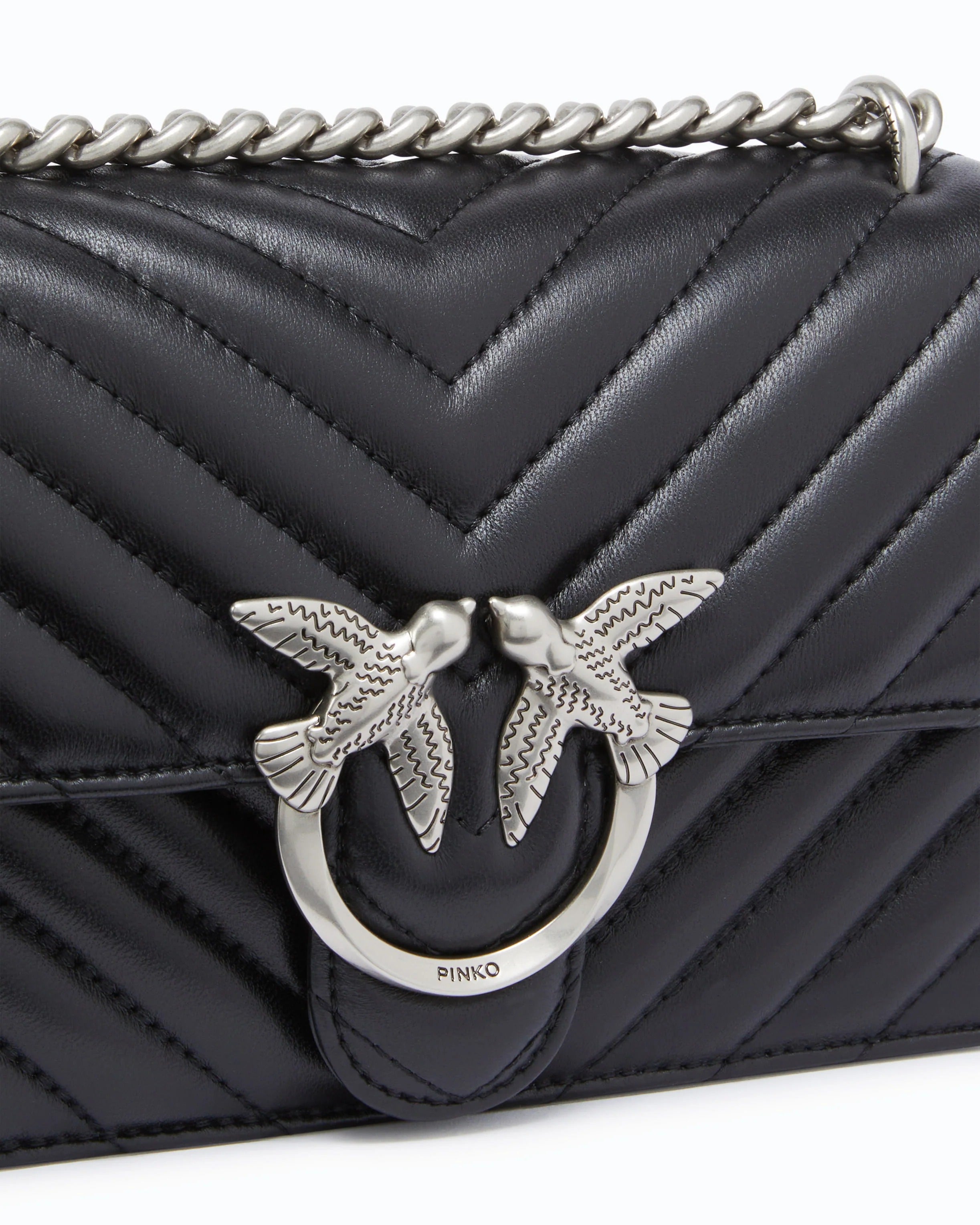 PINKO Borsa LOVE ONE MINI DC-Nero/Silver