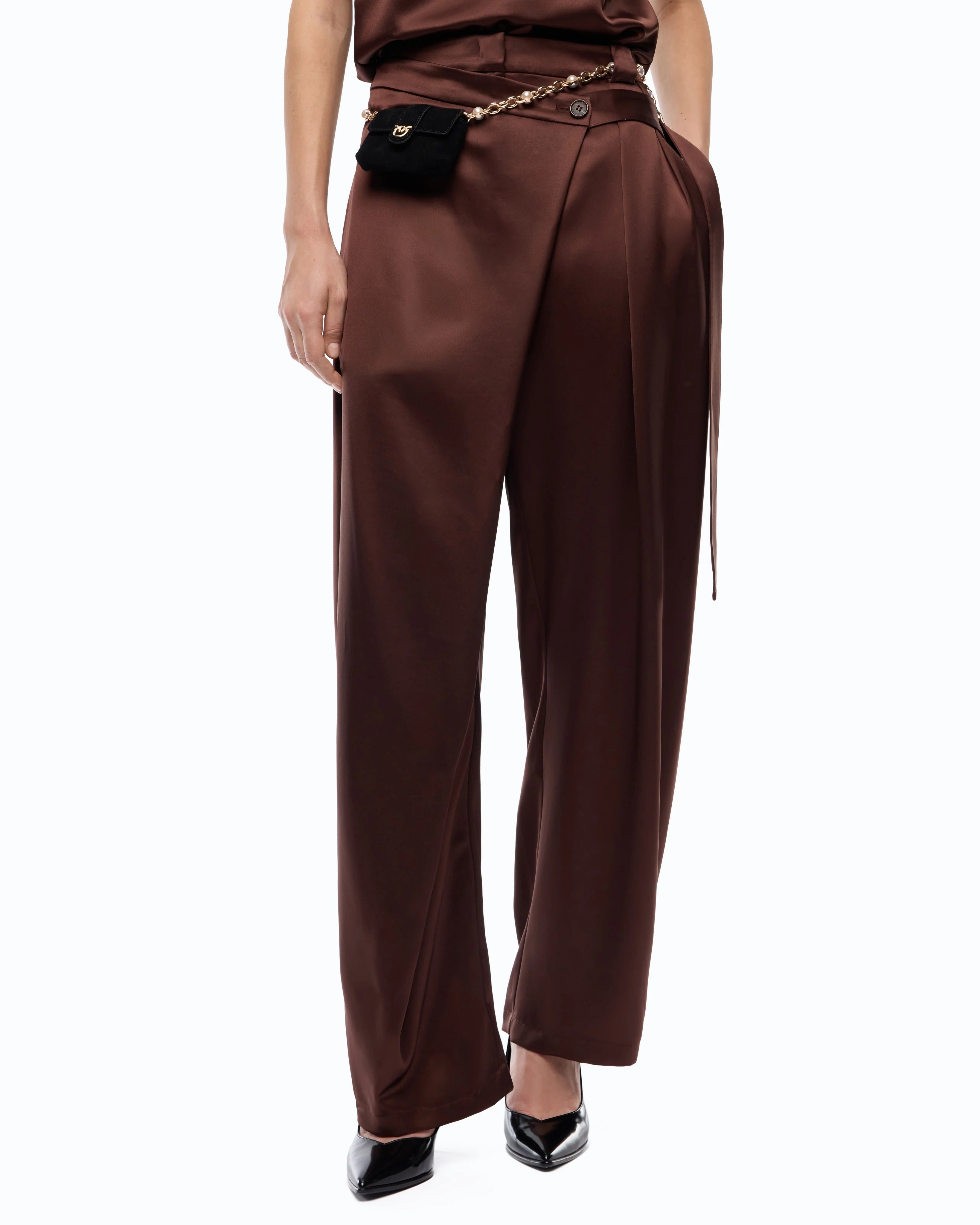 PINKO Pantalone Pesce Satin-Cioccolato