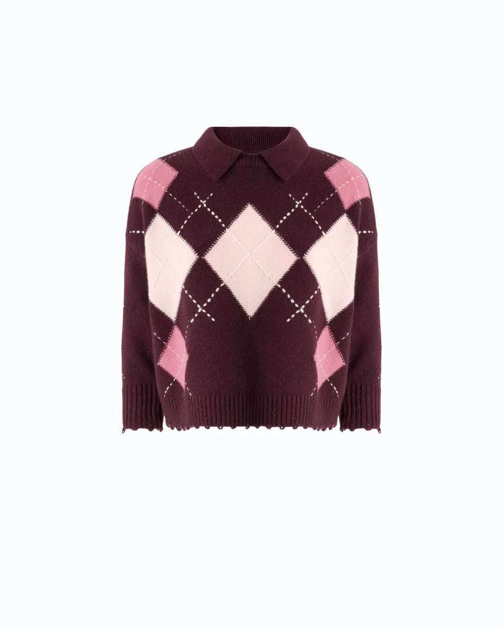 PINKO Maglia CORK-Bordeaux/Rosa