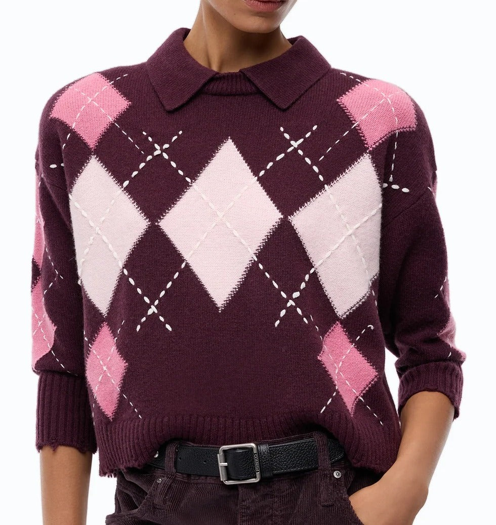 PINKO Maglia CORK-Bordeaux/Rosa