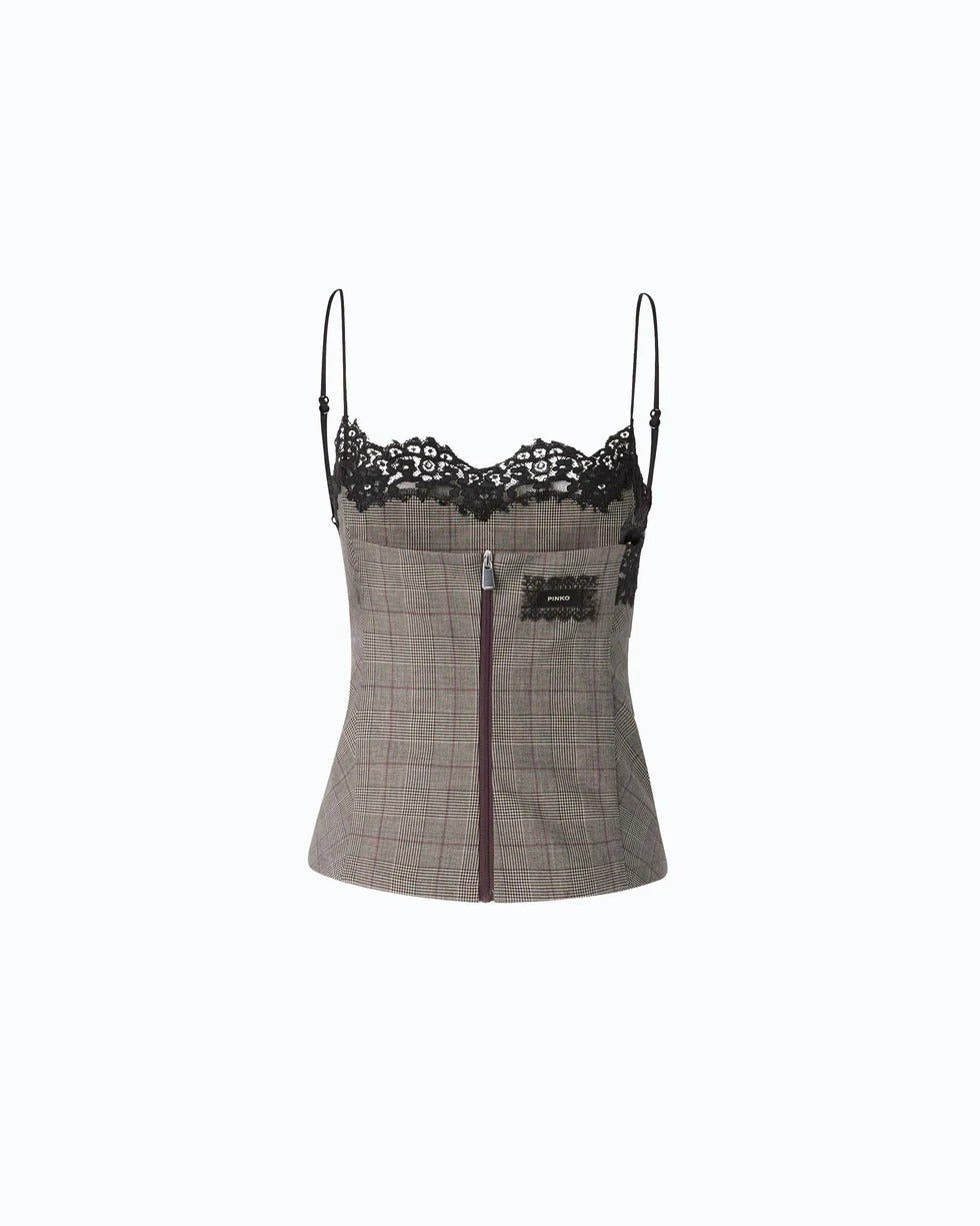 PINKO Top TELIPOGON-Beige/Bordeaux/Nero