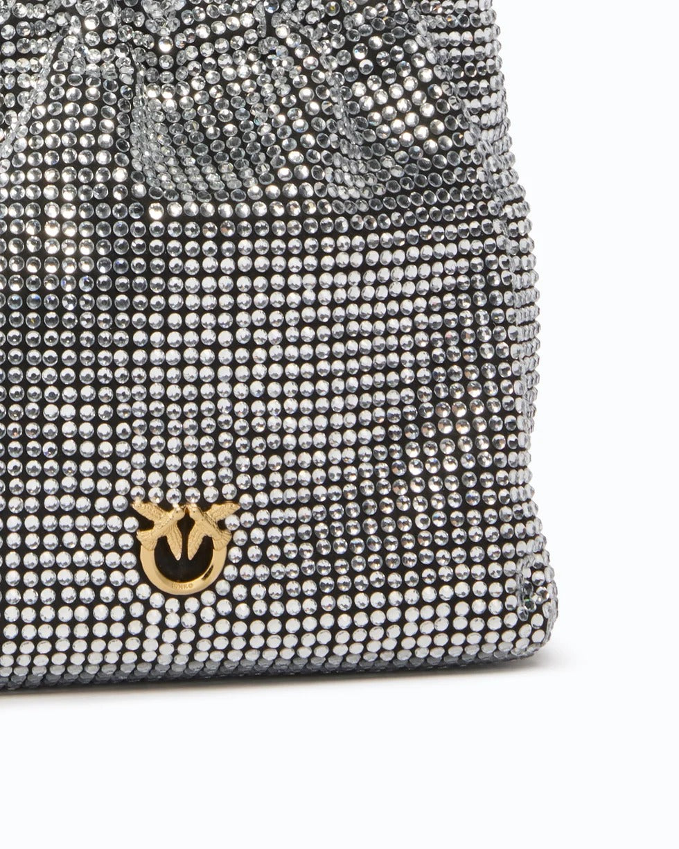 PINKO Borsa POUCH FULL STRASS-Nero