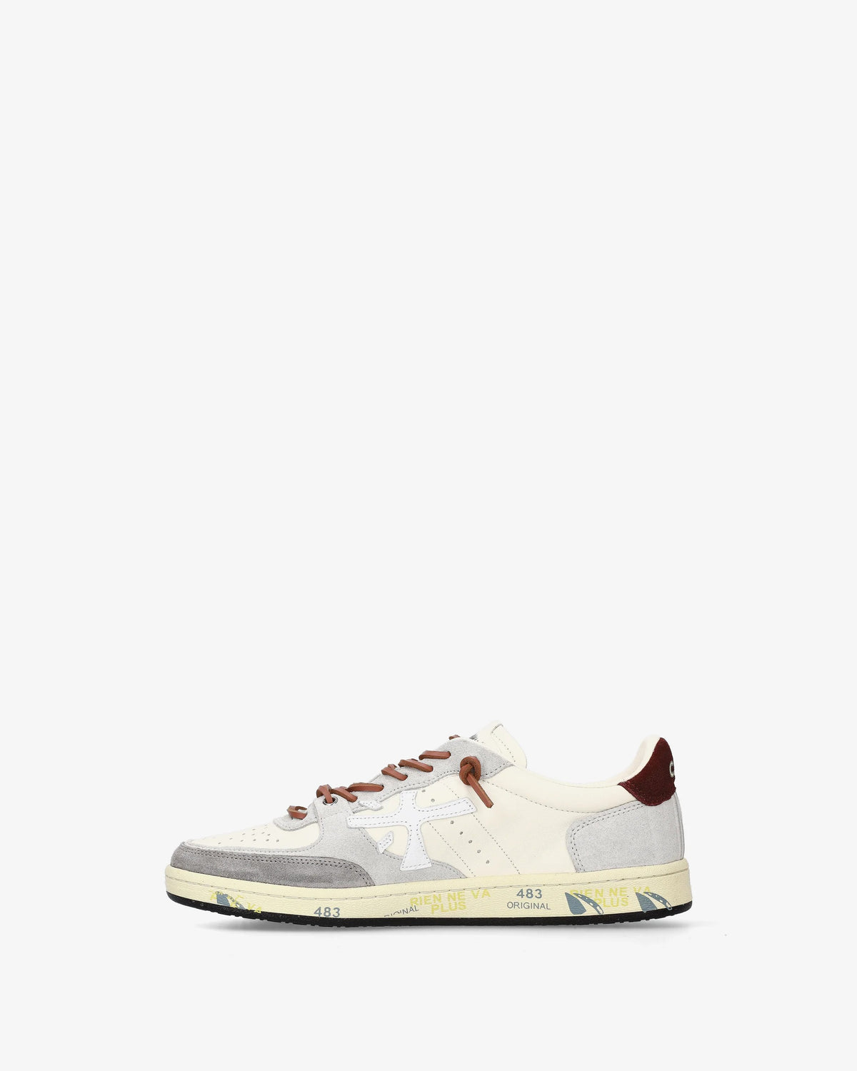 PREMIATA Sneaker Uomo BSKTCLAY-Bianco/Grigio/Burgundy
