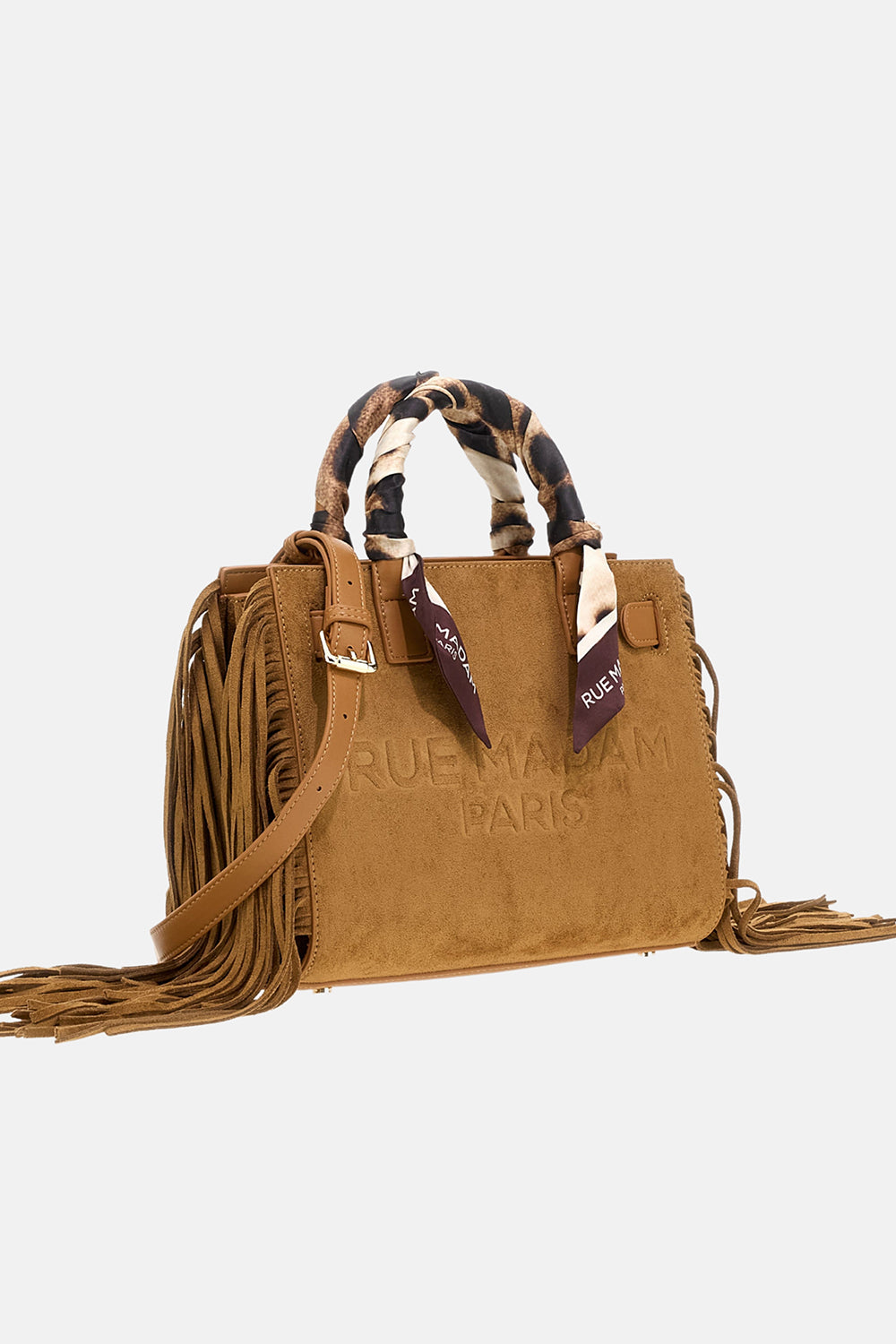 RUE MADAM Borsa CANYON MINI TOTE FRINGES-Cognac