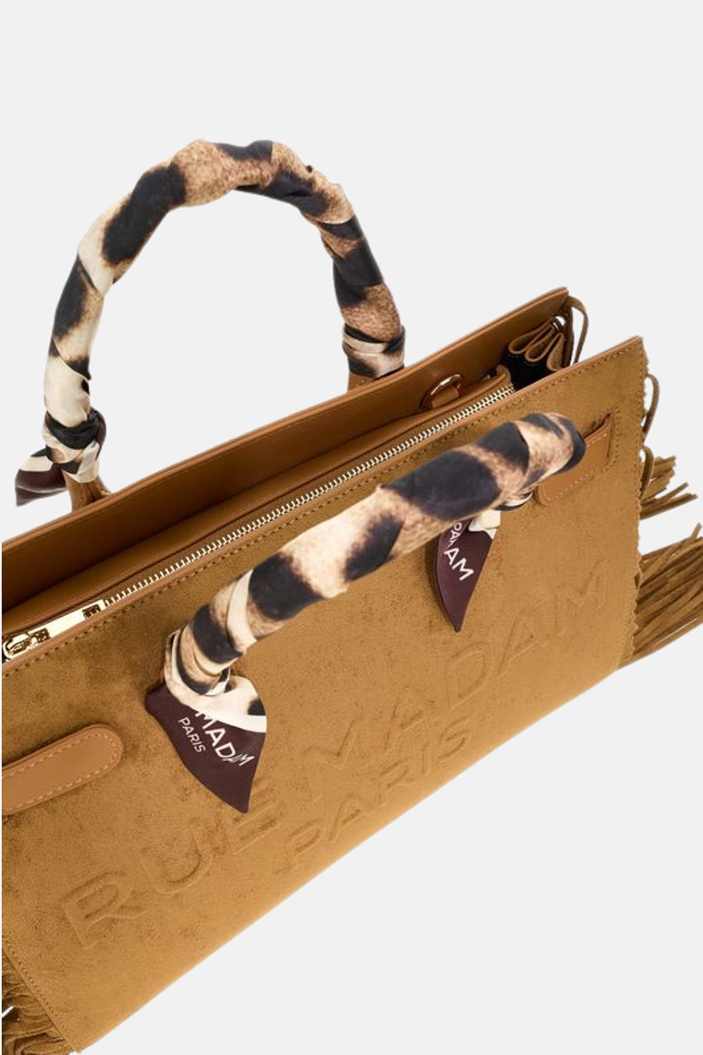 RUE MADAM Borsa CANYON TOTE FRINGES-Cognac
