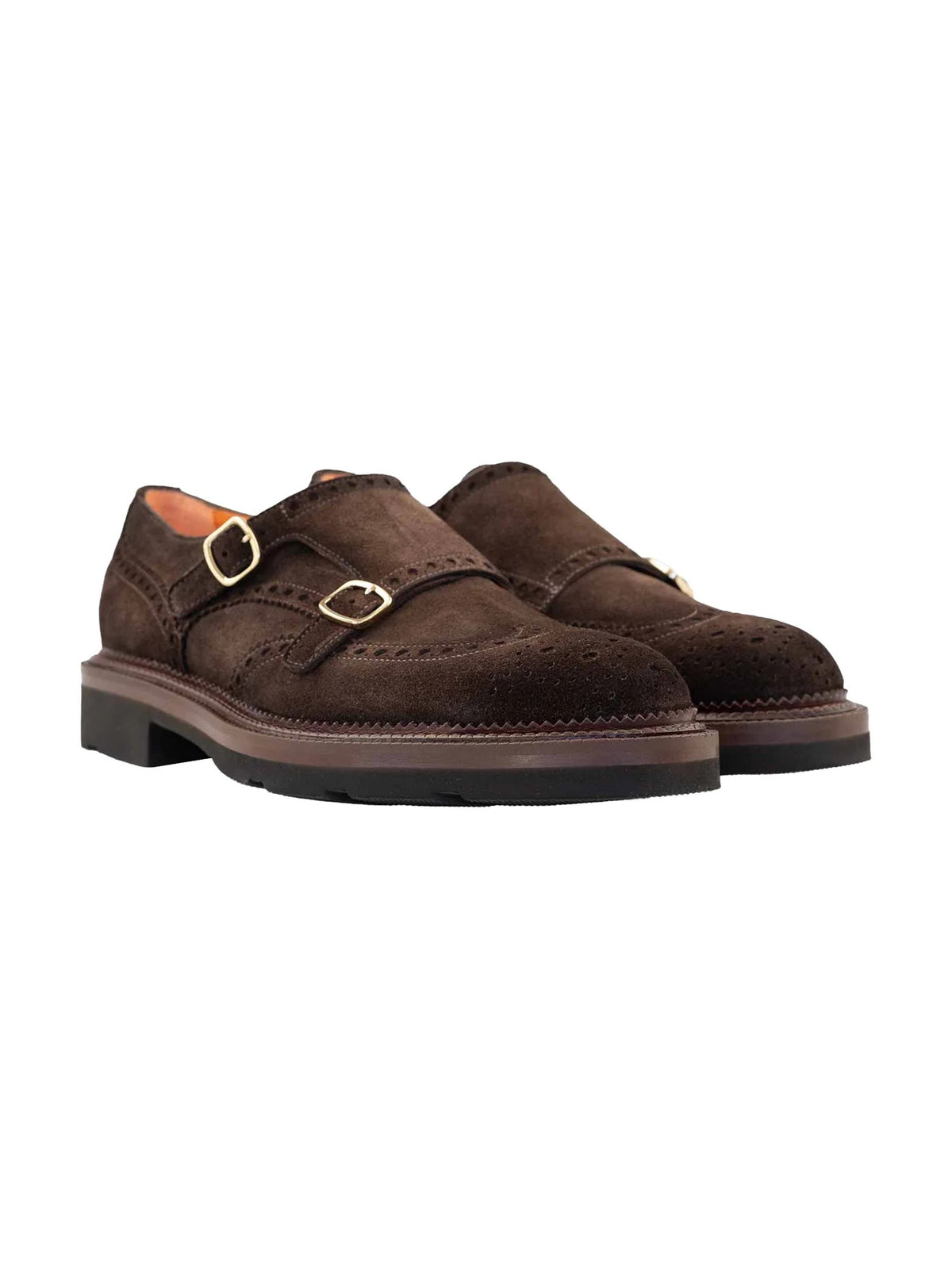 SANTONI Scarpa Uomo Doppia Fibbia KALAMBUCK-Testa di Moro