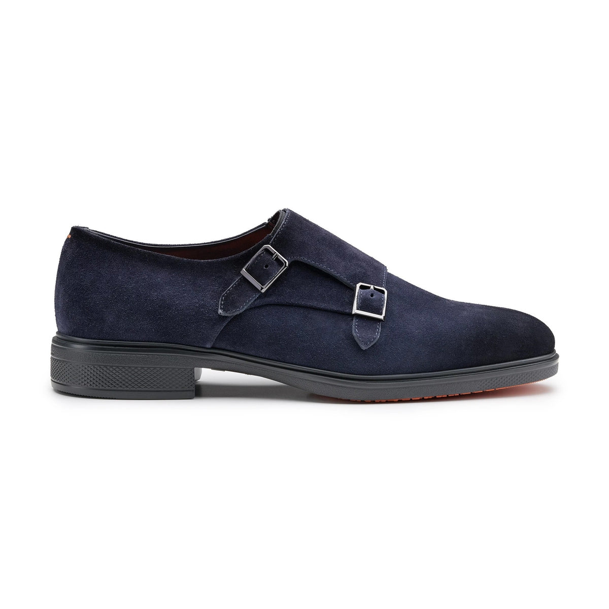 SANTONI Scarpa Uomo Doppia Fibbia EASY-ON-Blu Adriatico